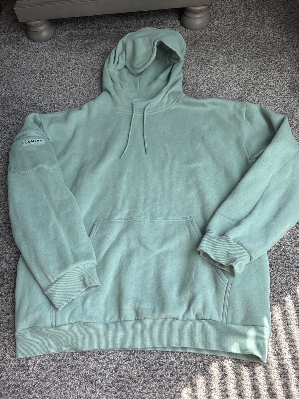Comfrt Airplane Travel Sage Green Hoodie with Kangaroo Pocket